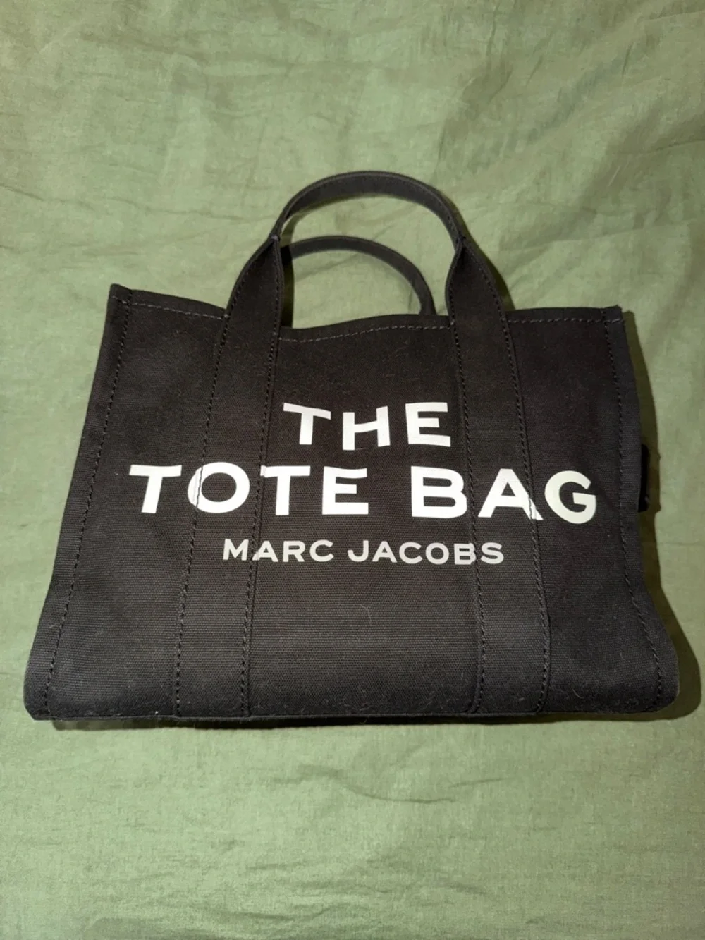 Marc Jacobs Black Canvas 'The Tote Bag' with White Logo